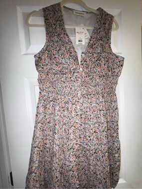 Lucky Brand Floral Button-Front Dress in Peach, Blue & Cream